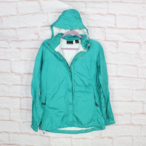 Marmot Jackets & Blazers - Marmot PreCip Blue 100% Nylon Full Zip Hooded Lined Windproof Rain Jacket Size L